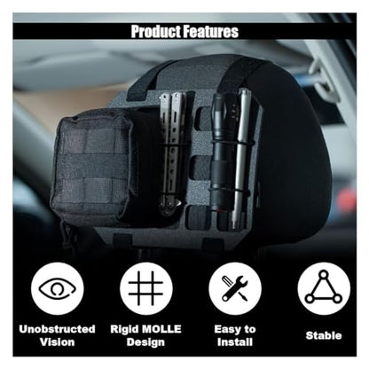 Car Headrest Organizer Rigid MOLLE Panel, Tactical Gear Seat Back Organizer, EDC Pouch Tool Gadget Holder, Backpack Insert Panel for Truck Equipment Mount Plate Modular Storage Shelf (Headrest Panel) - style: Headrest Panel