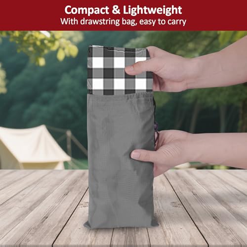 8ft Picnic Table and Bench Cover, Camping Essentials RV Gear, 96 in Waterproof Windproof Outdoor Elastic All Around Tablecloth, Fitted Rectangle Tables and Seats, Black-White Checkered - color: Black-white Checkered, size: 96"