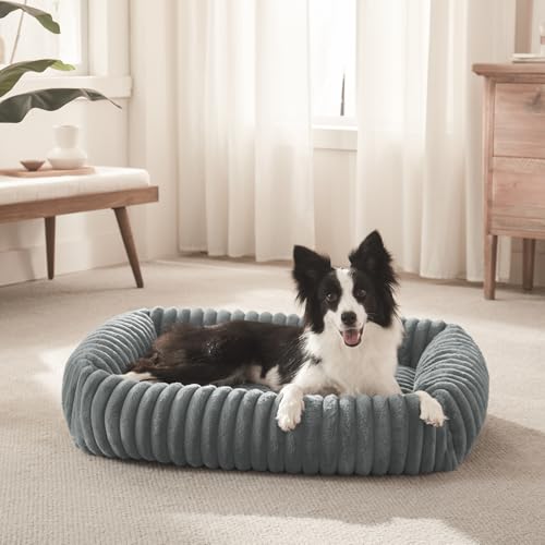FURTIME Medium Dog Beds for Medium Dogs Washable, Orthopedic Dog Bed, Rectangle Warming Soft Calming Sleeping Puppy Bed Durable Pet Bed with Anti-Slip Bottom M Plus (30"x24"x8") - color: Grey, size: M Plus (30"x24"x8")