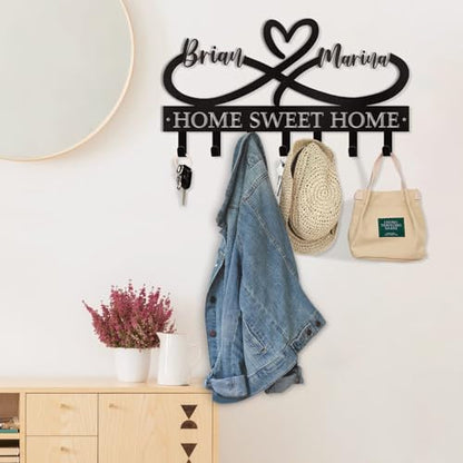 Dyoart Personalized Couple's Name Key Rack, Wall Mounted Metal Key Holder for Housewarming Gifts,ignent Bedding - color: 01 Heart