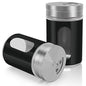 Accmor 2pcs Salt and Pepper Shakers,Stainless Steel Shaker for Salt Powder Sugar Cinnamon Pepper, Spice Dispenser with Adjustable Pour Holes,Black - color: Black