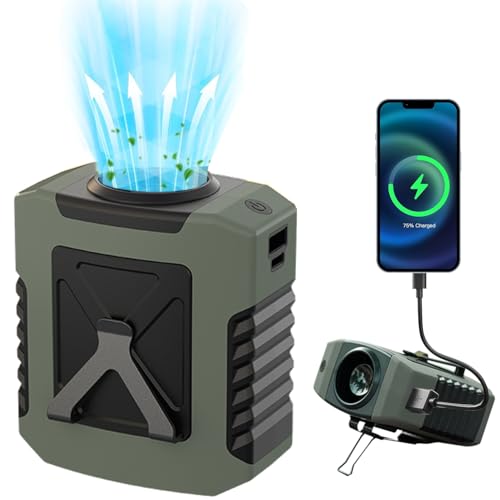 Waist Fan - 3-Speed Clip-On Fan, 16000RPM, 10000mAh Rechargeable Battery, LED SOS Light - Portable Cooling for Outdoor & Work - color: Green-2