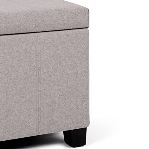 SIMPLIHOME Dover Storage Ottoman Bench - 36 inch Wide Upholstered Linen Look Fabric Rectangular Lift-Top Ottoman in Cloud Grey, Contemporary Bench for Living Room with Safety Hinges - color: Cloud Grey