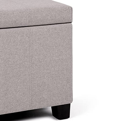 SIMPLIHOME Dover Storage Ottoman Bench - 36 inch Wide Upholstered Linen Look Fabric Rectangular Lift-Top Ottoman in Cloud Grey, Contemporary Bench for Living Room with Safety Hinges - color: Cloud Grey