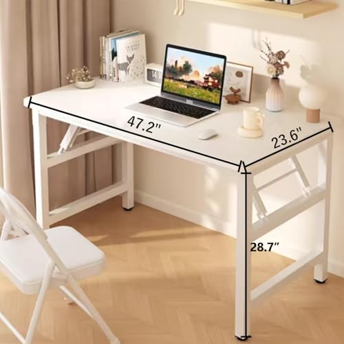 47.2 Inch Folding Table，Square Folding Desks for Small Space,Small Foldable Desk No Assembly,Rustic Brown. - color: Frame：black/Board：rustic Brown, size: 47.2"x19.7"
