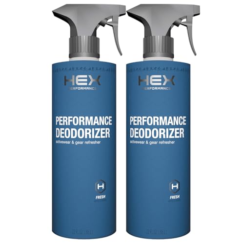 HEX Performance Deodorizing Spray, Fresh, 44oz (Pack of 2) - Awesome for Shoes, Gear, Activewear & Fabrics, Yoga Mats & Gym Equipment, Carpet, Pets, Odor Eliminator & Fabric Refresher Spray - size: 22 Fl Oz (Pack of 2)
