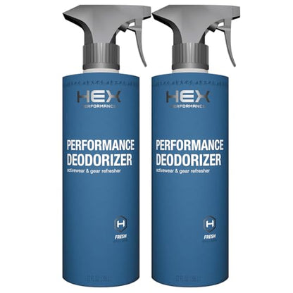 HEX Performance Deodorizing Spray, Fresh, 44oz (Pack of 2) - Awesome for Shoes, Gear, Activewear & Fabrics, Yoga Mats & Gym Equipment, Carpet, Pets, Odor Eliminator & Fabric Refresher Spray - size: 22 Fl Oz (Pack of 2)