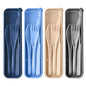 Travel Utensils Set with Case, 4 Sets Camping Utensils Wheat Straw Reusable Utensils Set With Case, Knife Fork and Spoon Utensils for Lunch Box - color: Blue, Light blue, Beige, Gray