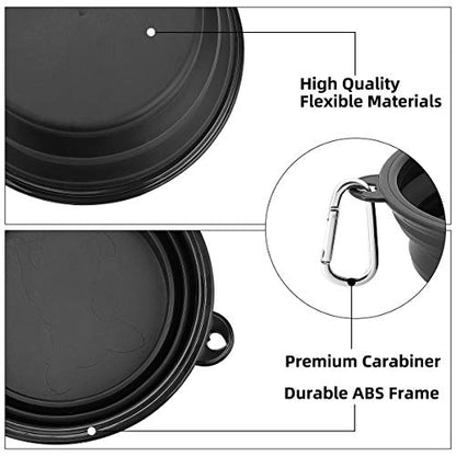 Kytely Large Collapsible Dog Bowls 2 Pack, 34oz Foldable Dog Travel Bowl, Portable Pet Water Food Bowl with Clasp, Pet Cat Feeding Cup Dish for Traveling, Walking, Hiking (Black+Black) - color: Black & Black