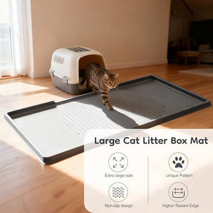 ISSEVE Cat Litter Mat 54" x 27.5" XXL, Extra Large Silicone Mat for Litter Box, 1.38" Raised Edge Urine Proof Litter Trapping Mat Pad for Scatter Control, Soft on Kitty Paws, Protect Floor (Dark Grey) - color: Dark Grey