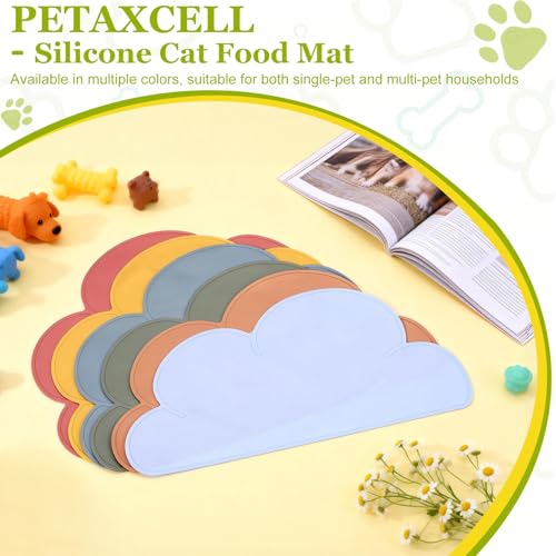 Silicone Pet Feeding Mat, Waterproof Dog Cat Food Bowl Placemat Tray Anti-Slip with Raised Edge Foldable Heat-Resistant (Sky Blue, Cloud Shape), Intended for Cat Dog Water Bowl - color: Sky Blue