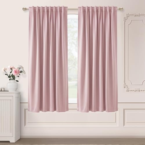 SHINELAND Baby Pink Blackout Curtains for Nursery Girl, Soft Light Pink Room Darkening Thermal Insulated Drapes, Black Out Toddler Curtains for Little Girl, 52" W x 63" L, 2 Panels - color: Pink, size: 52"W x 63"L (Pack of 2)