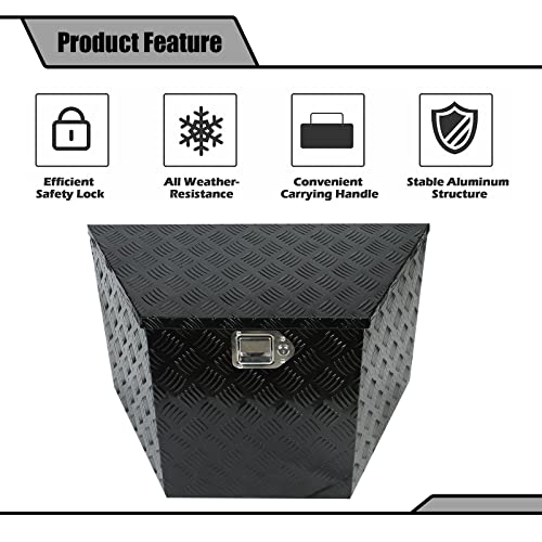 29 Inch Aluminum Black Plated Truck Tool Box Pickup Waterproof Underbody Tongue Box with Lock and Key for RVs, ATVs, Trailer & Truck (29"x17"x18") - color: Black, size: 29"x17"x18"