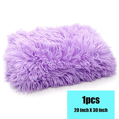 Pet Dog Bed Blankets, Fluffy Fleece Dog Throw Blankets Sleep Mat,Soft Puppy Blankets Cat Kitten, S M L XL,Fuzzy Reversible Sherpa Blanket for Bed, Couch, Sofa, Travel,Washable & Lightweight - color: Purple, size: 30 INCH X20 INCH
