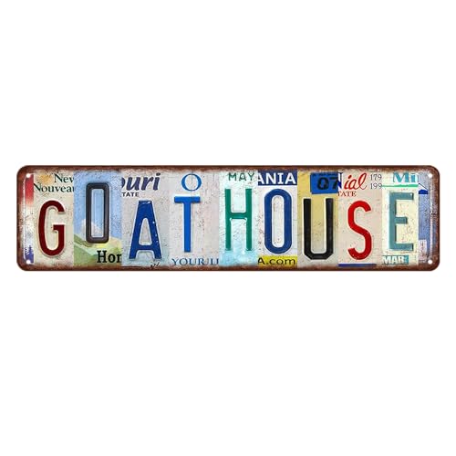 Goat House Metal Tin Sign Vintage Goat House Wall Decor Street Signs Goat Accessories Gifts For Goats Lovers Wall Art 4x16 Inch - color: black5
