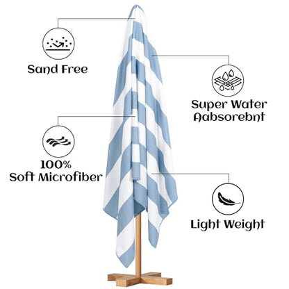 Touchat 4 Pack Beach Towels Stripe Microfiber Beach Towel Sand Free Quick Dry Swim Pool Towels for Adult, 30'' x 60'' Lightweight Travel Bath Towel, Camping | Ultra-Portable, Multi-Functional, Blue - color: Blue 4pack