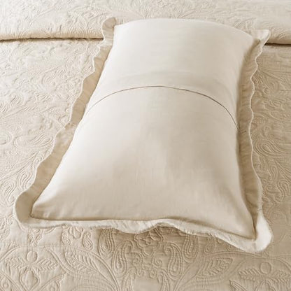 HoneiLife Quilt Set Queen Size - 3 Piece Embroidered Microfiber Bedspread Reversible Coverlet Lightweight Bedcover Paisley Pattern Bedding Set All Season Quilts-Khaki - color: Khaki, size: Queen/Full-90"x96"