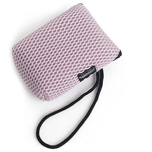 MainBasics Exfoliating Bar Soap Pouch Dual-Sided Body Scrubber - Fits Standard Size Soap Bars, Pink - style: Pink