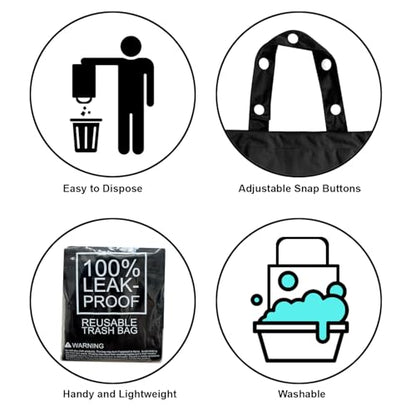 Cute Hanging Car Trash Garbage Bag 100% Leakproof Waterproof Multipurpose for Car Back Front Seat Console with Hanging Strap (Black) - color: Black