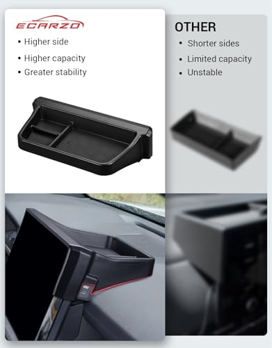 Ecarzo Dashboard Storage Box for Toyota Tacoma 2024 2025 2026, 14-Inch Screen Rear Tray Organizer, ABS Dashboard Storage Tray with Anti-Slip Liner, Center Console Accessory for Daily Essentials - size: Toyota Tacoma 2024-2026 14-Inch Screen Rear Tray