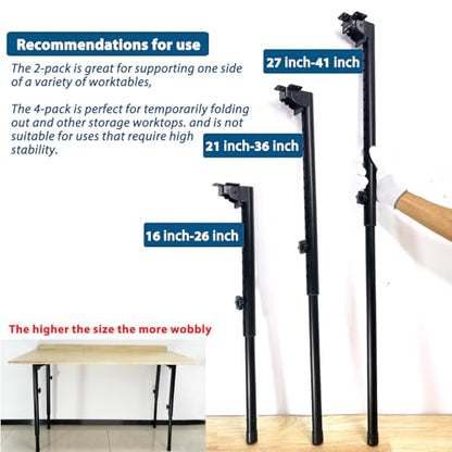 Benbuoo Folding Adjustable Table Legs 21 to 35 inch, Metal Telescopic Storage Desk Legs for Outdoor Camper, RV, Coffee Dinner Table, Tabletops, Kitchen, DIY Bar Desk, Tablesaw, 2pcs Black - size: 21-35'' 2pcs