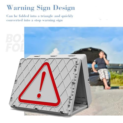 Folding Storage Box with Table, 3 in 1 Camping Collapsible Bins with Parking Warning Sign, Multifunctional Foldable Container, Outdoor Storage Bin for Picnic, Home, Office, Car