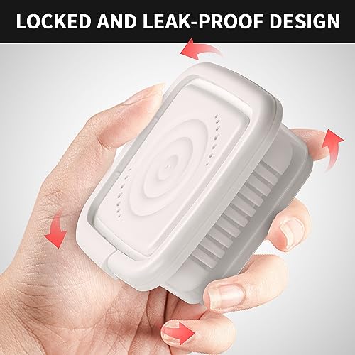 Square Soap Travel Case with Lid Bar Soap Tray and Drain Rack for Bathroom Shower, Portable Soap Rest Holder for Gym, Travel, Camping, Tightly Closed White Soap Box - size: Set of 1