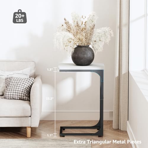 QEEIG C Table Side Table Set of 2 Living Room Sets C Shaped Couch Tray End Tables Modern, Black and White (017-30WB) - color: White & Black, size: 11.8"W x 15.7"D x 25.6"H (2P)