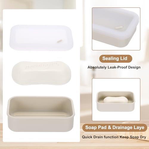 PATIKIL Leakproof Travel Soap Case, Silicone Travel Soap Container with Draining Layer Portable Bar Soap Holder for Bathroom Camping Gym, Translucent White - color: Translucent White