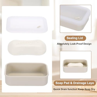 PATIKIL Leakproof Travel Soap Case, Silicone Travel Soap Container with Draining Layer Portable Bar Soap Holder for Bathroom Camping Gym, Translucent White - color: Translucent White