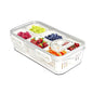 Divided Food Serving Tray with Lids Stackable Snackle Box for Candy Nuts Spice Fruit&Veggie Container with 6 Small Dividers Plastic Storage Bins for Fridge Pantry Freezer - size: 1Pack with 6 dividers