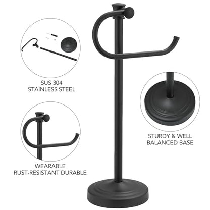 BESy 17 Inch Matte Black Stand Towel Bar Hanger Hand Towel Bar Bathroom Vanity Countertop Towel Holder Free Standing Stainless Steel Towel Ring Hardware Accessories Towel Rack - color: Matte Black