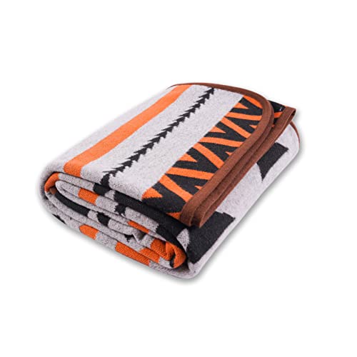 PuTian Merino Wool Blanket - 63X51 Warm, Thick, Washable, Twin Throw for Couch, Bed, Travel, Outdoor, Camping, Pets, All Season, Grey Flame - color: Grey Flame, size: 63x51