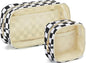 Fammart Clear Travel Makeup Bag for Women, TSA Approved Checkered Cosmetic Bag Make Up Car Organizer Case with Zipper, Large Waterproof Pouch Purse Toiletry Bag for Skincare, Brushes Travel Essentials - color: Clear, 2PCS - Black Checkered