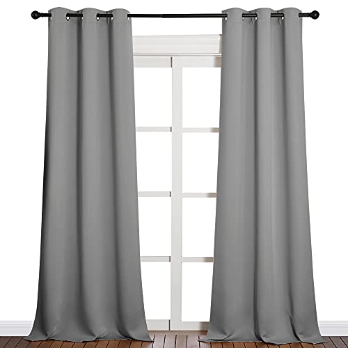 NICETOWN Thermal Insulated Blackout Curtains - Grommet Top Window Treatment Drapes for Hall (2 Panels, W42 x L90 inches, Silver Grey) - color: Silver Grey, size: 42"W x 90"L (Pack of 2)