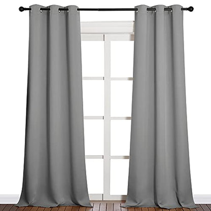 NICETOWN Thermal Insulated Blackout Curtains - Grommet Top Window Treatment Drapes for Hall (2 Panels, W42 x L90 inches, Silver Grey) - color: Silver Grey, size: 42"W x 90"L (Pack of 2)