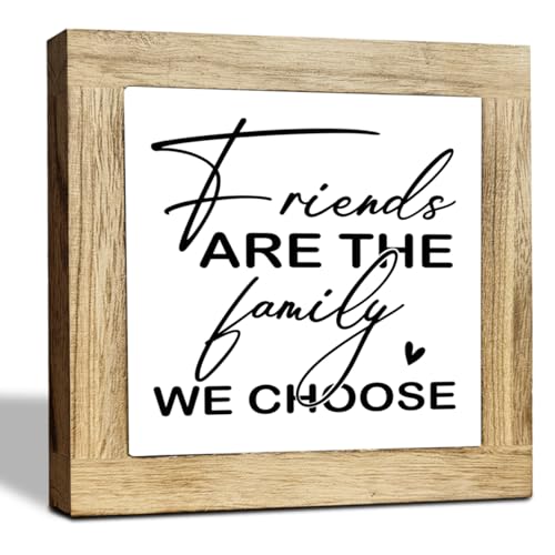 Friends Decor, Friends are the Family You Get to Choose Wood Sign, Honey Dew Gifts, Rustic Farmhouse Decor for the Home Sign, Home Decors for Shelf, Box Wood Plaques Desk Decoration - color: Decorate 12