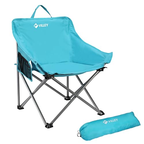 VILLEY Camping Chair, Folding Outdoor Chair with Carry Bag | Lightweight Portable Chair for Hiking, Fishing, Travel, Beach, Sports and Outdoor Activities with Easy Carry Storage Bag