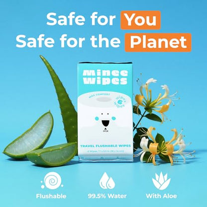 Impossibly Compact Travel Flushable Wipes - 99.5% Water and Aloe - Safe for Sensitive Skin & Hypoallergenic - Travel Essentials for Adults & Kids, Unscented, 48 Pack 288 Wipes - size: 6 Count (Pack of 48)