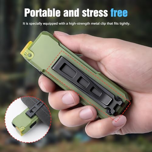 EDC Rechargeable Flat Flashlight 1000 Lumens White LED/UV/RGB Ambient Signaling Flashlights, Magnetic Clip on Pocket Light for Outdoors, Emergency, Working (1, Green, Compact) - color: Green