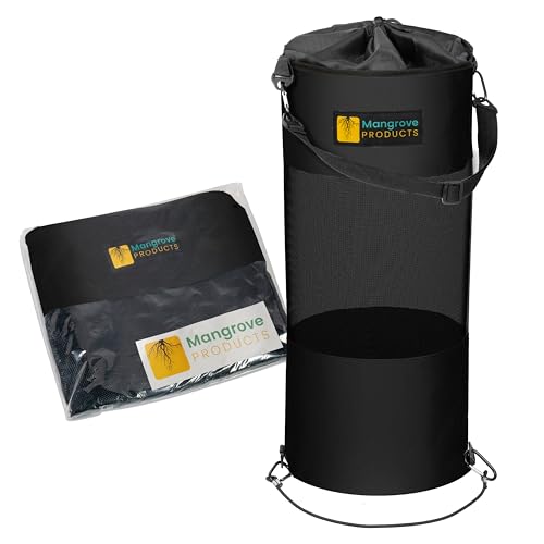 Mangrove Products: Portable Boat Trash Can, Reusable Trash Bag, Boating Equipment, Boat Storage, Boat Accessories Marine, Pontoon Boat Accessories, Fishing, Sandbar, RV, or Camping - color: Black