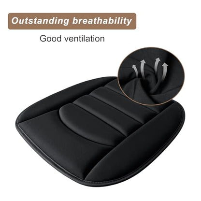 BOPUOVRE Memory Foam Car Seat Cushion with Breathable Fabric & Non-Slip Gel, Universal Fit for Car Truck Office Home 19.6x18x1.2 Black - size: Base