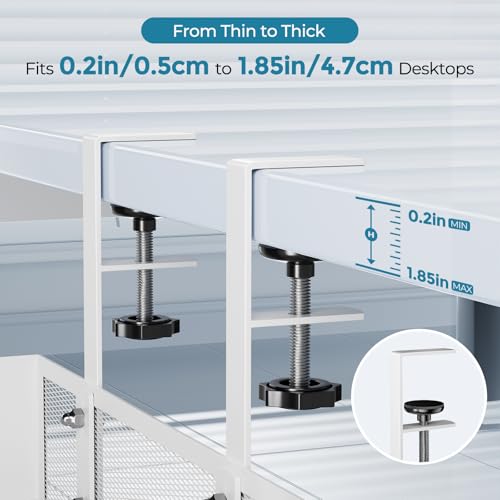 YECAYE No-Drill Metal Under Desk Cable Management Tray, Power Strip & Cable Organizer for Home Office,Under Desk Storage,Organizer Tray,White