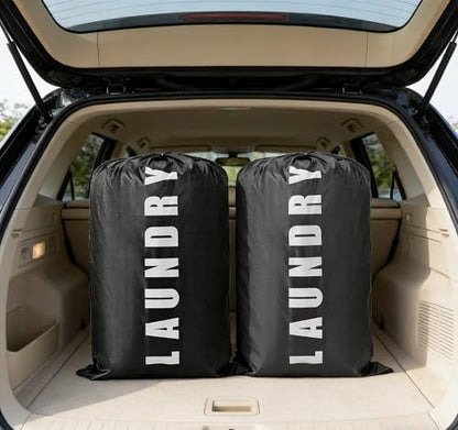 2 Pack XL Travel Laundry Bag, Dirty Clothes Organizer with Drawstring, Large Enough to Hold 4 Loads of Laundry， Easy Fit a Laundry Hamper or Basket，24" x 36" - color: Grey and Black