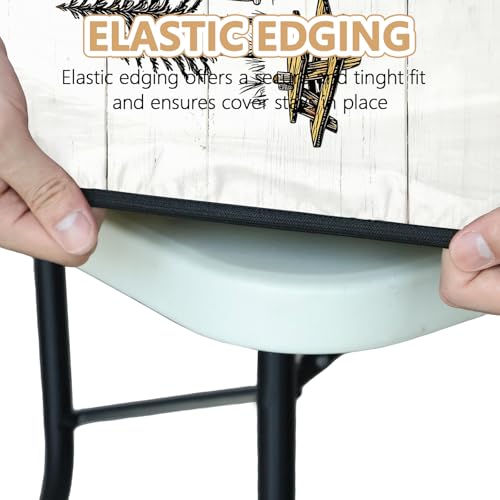 Picnic Table Cover with Bench Covers Elastic Edges, Outdoor Patio Camping Essentials 72 Inch 3PCS, Waterproof Camping Fitted Tablecloth with Handbags (Happy Camper) - color: Happy Camper, size: 72" x 30" (Rectangular)