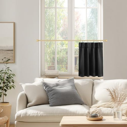 Lino Rosa Basement Window Curtains 18 Inch Length, Easy Sliding Pinch Pleated Small Panel, Blackout Insulated Basement Window Well Covers, 24" W x 18" L, Black - color: Black, size: 24"W x 18"L (Pack of 1)