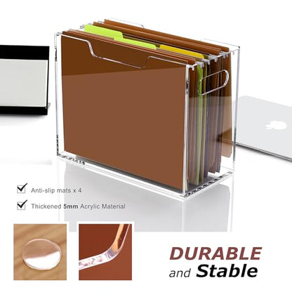 DINGHUO Hanging File Organizer, Acrylic File Holder with Handles, No Assembly Required, Clear File Crate Storage Box for Desk Office, Fits Standard Letter Size 8.5"x11" Folders - size: XL Letter