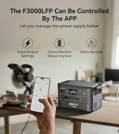 PECRON Portable Power Station F3000LFP with 200W Solar Panel*1, 3072Wh Solar Camping Generator can expand to 10752Wh, 3600W Solar Generator for RV, Home Use, CPAP - style: F3000LFP+200W Solar Panel*1