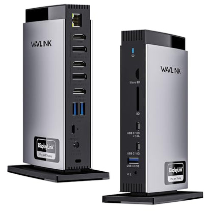 WAVLINK Docking Station 3 Monitors, Triple 4K@60Hz for MacBook M1/M2/M3/M4/Windows, Displaylink Dock with 3X HDMI or 2X DisplayPort, 130WPD,5 USB Ports, Ethernet, Audio, SD/TF