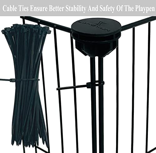 LANGXUN DIY Small Animal Playpen, Pet Playpen with Door and Waterproof Mat, Rabbit Guinea Pig Cages, Puppy Kitten Playpen | Indoor & Outdoor Portable Metal Wire Yard Fence, 12pcs Metal Pet Panels - style: 12 Metal Panels & Mat (11.8'' x 15")
